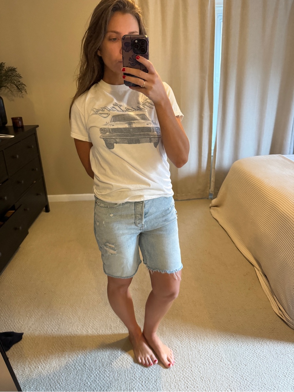 Old Navy Light Wash Denim Bermuda Shorts - Light Blue